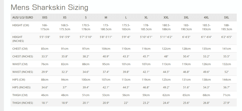 Male Size Chart for Men's Chillproof Long Sleeve Top - Size S, M, XL - Closeout
